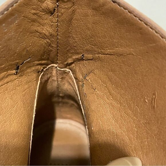 Steve Madden Carusso Tan Peep Toe Lace Up Heeled Bootie Size 8 - Picture 11 of 14